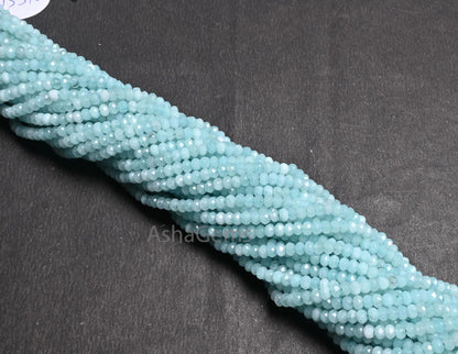 Beautiful Aqua Blue Jade Quartz faceted Rondelle Shape Beads,4.5 mm Sky blue Color Jade machine cut Gemstone Beads Jewelry Making Craft SALE