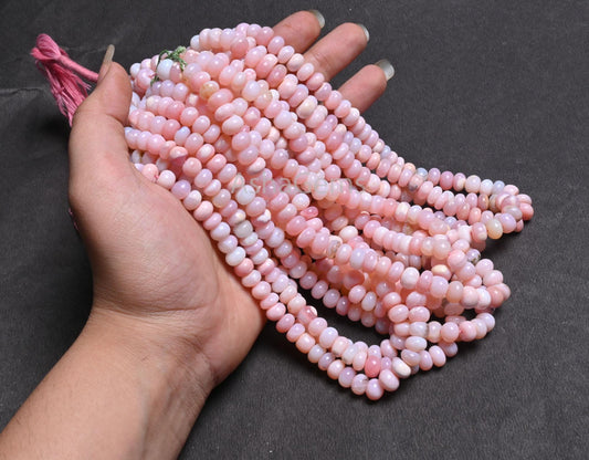 Beautiful Pink Opal Smooth Rondelle Shape Beads, Fine Shaded Pink Opal Plain Handmade Gemstone Loose Bead Pink Opal Bead jewelry making SALE