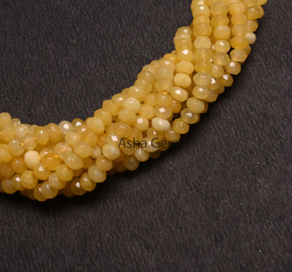 Beautiful Yellow Jade Quartz faceted Rondelle Shape Beads,4.5 mm Fine Jade Quartz machine cut Gemstone Loose Beads Jewelry Making Craft SALE