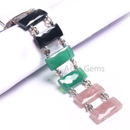 AAA Natural Mix Gemstone Rectangle Shape Beads Beautiful Multi Color faceted Chicklet Beads Fancy Double Drill Bead For Bracelet making SALE