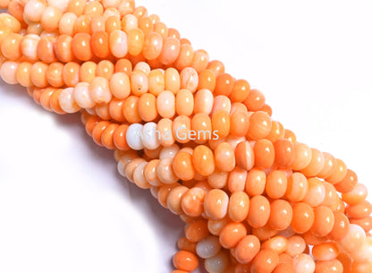 AAA Orange Opal Smooth Rondelle Beads, 8/16" Strand Shaded Fire Opal Color Handmade Gemstone carrot Orange opal beads Necklace Jewelry SALE