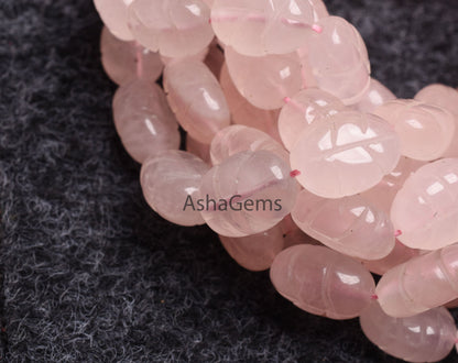 8" strand Natural Pink Rose Quartz Carved Oval Shape Gemstone Beads, Rose Quartz Fancy Carving Handmade Drill Bead For Jewelry Necklace SALE