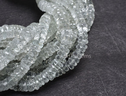 Beautiful Green Amethyst Flat Wheel Shape Faceted Beads, Natural Amethyst Indian Cut Heishi Tyre Gemstone Beads, Amethyst Bead Jewelry Craft