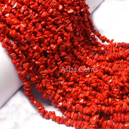 34 inch Strand Red Stone Uncut Chips Beads gemstone Smooth Raw Rough Beads, Fine Quality Red Stone Beads Uneven For Necklace Jewelry Making