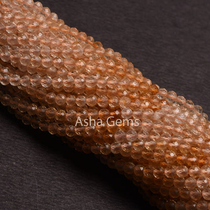 AAA Natural Citrine Quartz Micro Cut Gemstone Beads,3.5mm Shaded Yellow Citrine Machine Cut Faceted Rondelle Beads Citrine Bead Jewelry SALE