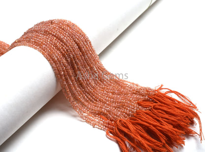 2.5 mm Genuine Sunstone Micro Cut Faceted Rondelle Beads,13"Natural Orange Sunstone Machine Cut Gemstone Bead AAA Sunstone Bead Jewelry SALE