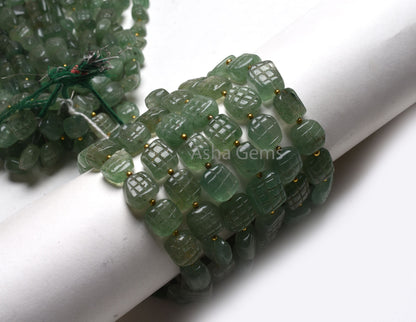 Beautiful Strawberry Quartz Fancy Shape Carved Gemstone Beads,8" Strand Natural Green Strawberry Carving Uneven Square Nugget Handmade Beads