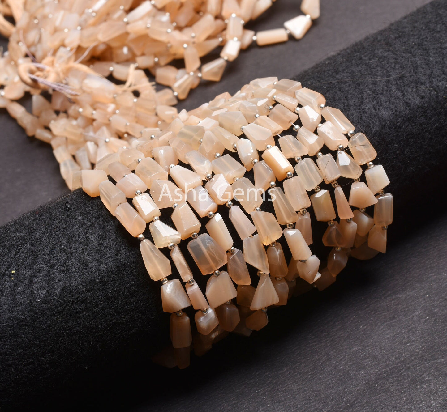 Fine Moonstone Nugget Shape Faceted Gemstone Beads, Natural Light Peach Moonstone Uneven Tumble Straight Drill Bead, Pink Moonstone Jewelry