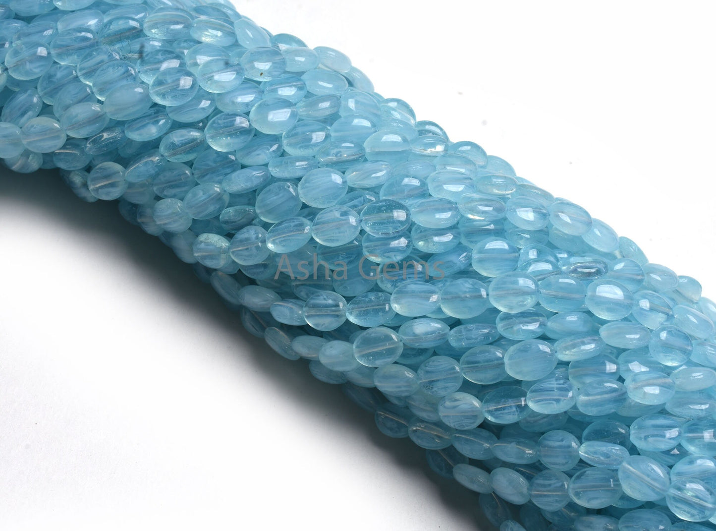 14" Strand Fine Sky Blue Quartz Hydro Smooth Oval Handmade Beads, 6.5-8.5 mm Blue Hydro Plain Handmade Oval Shape Beads Jewelry Crafts SALE