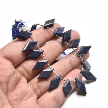 Natural Blue Lapis Faceted Rhombus Shape Beads,8-16 mm Fine lapis Lazuli Fancy Side Drill Gemstone Beads, Lapis Beads Jewelry Making Crafts