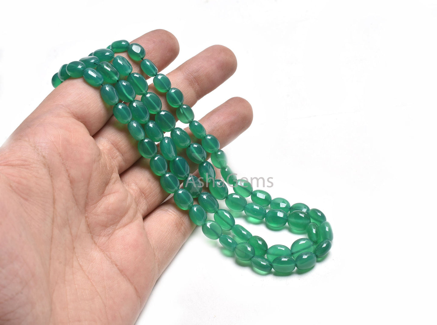 Fine Quality Green Onyx Smooth Oval Handmade gemstone Beads,16" Strand  Green Onyx Oval Straight Drill Beads, Onyx Beads Jewelry Crafts SALE