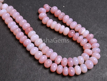 Beautiful Pink Opal Rondelle Shape Smooth Bead,16" Shaded pink Opal Handmade Gemstone Loose Beads Jewelry Making Crafts AAA Opal Beads SALE