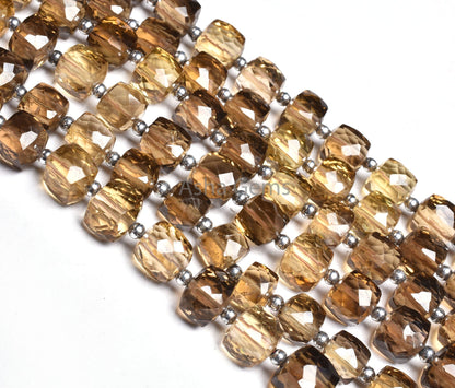 Beautiful Bear Quartz Faceted 3D Cube Box Beads,8.5-10.5mm Lemon Yellow Brown Bear quartz Cube Gemstone Beads, AAA Bear quartz Beads Jewelry