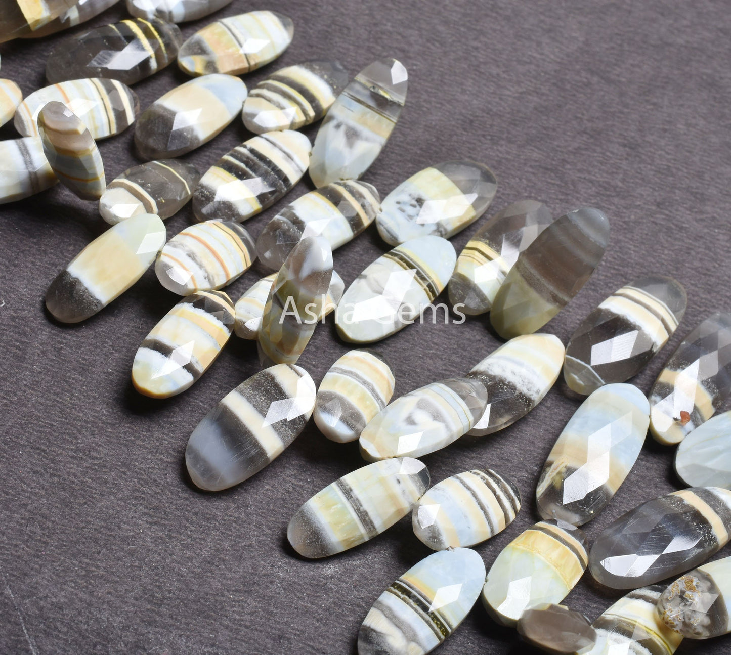 Beautiful Boulder Opal Fancy Long Oval Side Drill Beads,8" Lemon Boulder Opal faceted Oval Briolette Gemstone Beads, Opal Loose Bead Jewelry