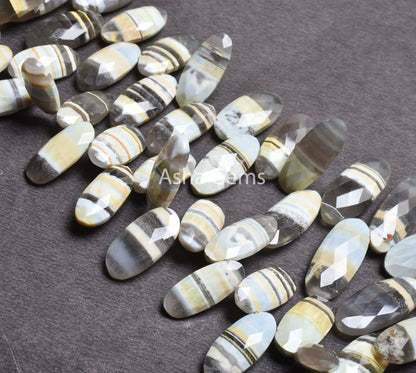 Beautiful Boulder Opal Fancy Long Oval Side Drill Beads,8" Lemon Boulder Opal faceted Oval Briolette Gemstone Beads, Opal Loose Bead Jewelry