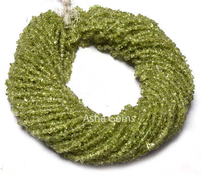 34" Strand Peridot Uncut Chip Beads, Natural Green peridot Smooth Raw Rough Bead, AAA Peridot Beads Gemstone Uneven tiny Bead Jewelry Crafts (AG 10329)