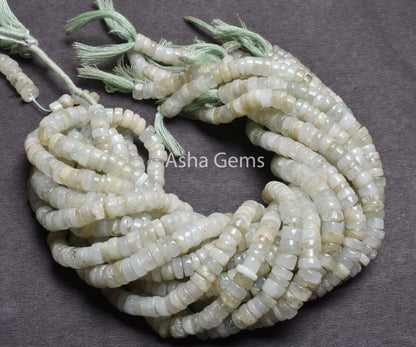 12"Strand Aquamarine Smooth Tyre Gemstone Beads, Light Blue Aquamarine Plain Handmade Wheel Shape Beads Natural Aquamarine Bead Jewelry SALE