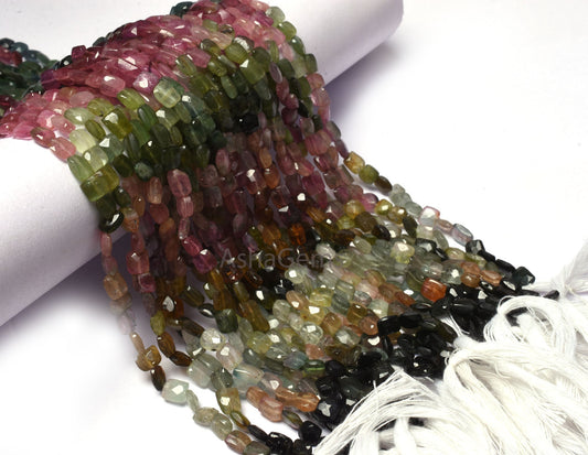 Natural Multi Tourmaline faceted Gemstone Beads, Tourmaline Fancy Uneven cushion Shape beads, Multi Color Tourmaline Handmade Beads Jewelry
