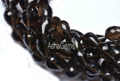 AAA Smoky Quartz Faceted Drops Shape Beads,10 inch Strand, Natural Smoky Teardrop Beads, Straight Drill Beads, Smoky Beads Faceted T Drill