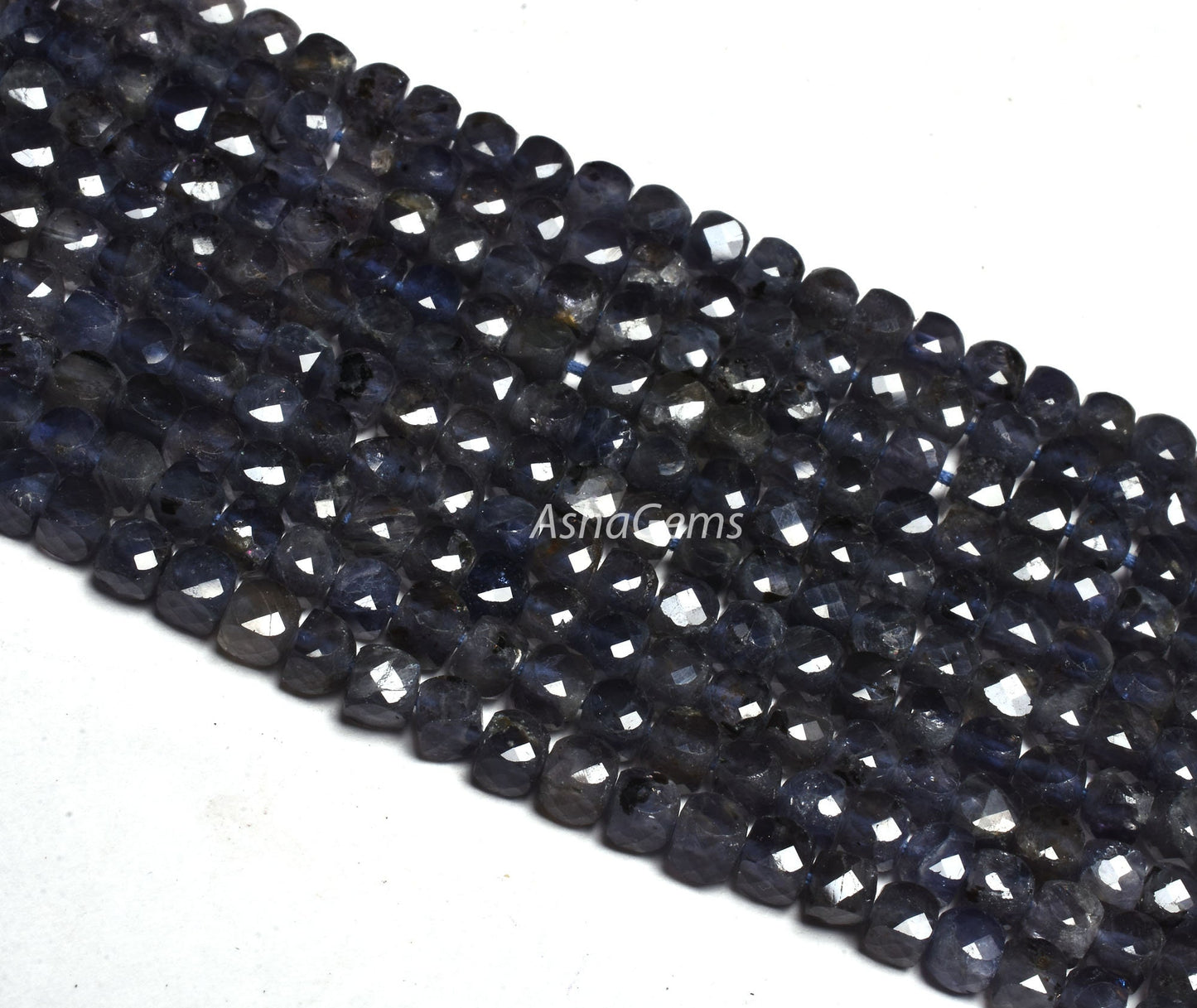 Beautiful Blue Iolite Faceted 3D Cube Box Faceted Gemstone Beads,13 Inch Strand,4mm, Natural Machine Cut Box Shape Bead Jewelry Making Craft