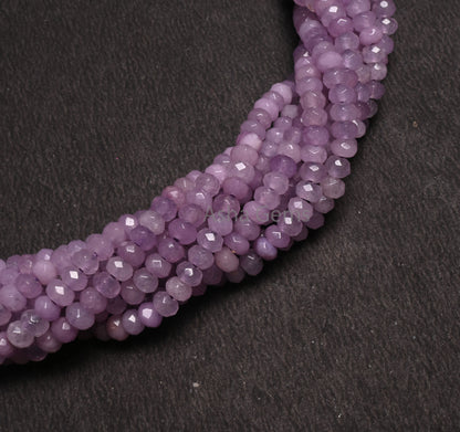 Fine Lavender Color Jade Quartz Faceted Rondelle Gemstone Beads,4.5 mm Light Purple Jade Machine Cut Beads, Jade Quartz Beads Jewelry Crafts