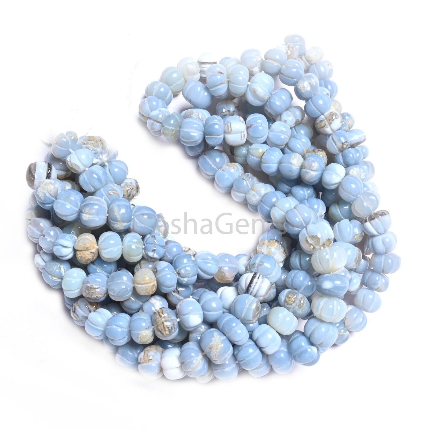Beautiful Blue opal carving Watermelon beads,16" Shaded Blue Boulder Opal Carve Pumpkin Beads Hand Carved Gemstone Melon Bead Jewelry Crafts