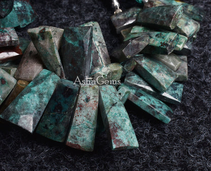 Beautiful Azurite Malachite Fancy Shape Beads,8'' Strand Green Malachite Faceted Beads,Natural Malachite Briolette,Jewelry Making Beads Sale
