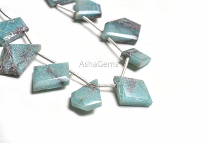 Natural Chrysocolla Fancy Uneven Flat Slice Shape Faceted Beads,10-16mm Blue Chrysocolla Beads Table Cut Side Drill Bead Jewelry Crafts SALE