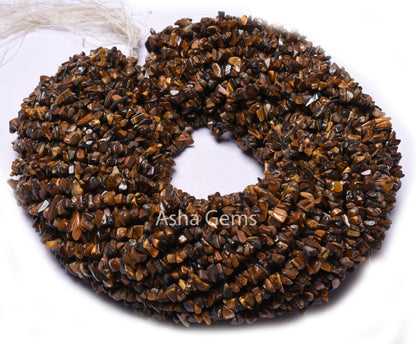 34" Strand Natural Tiger Eye Gemstone Uncut Chips Beads, Fine Quality Yellow Brown Tiger Eye Uneven Polish raw rough beads jewelry Tiger Eye
