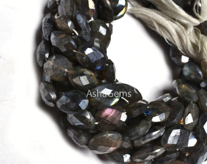 9" Strand Labradorite Silver Coated Faceted Mani Oval Shape Checker Cut Gemstone Beads, Labradorite Oval Beads For Jewelry Making craft sale