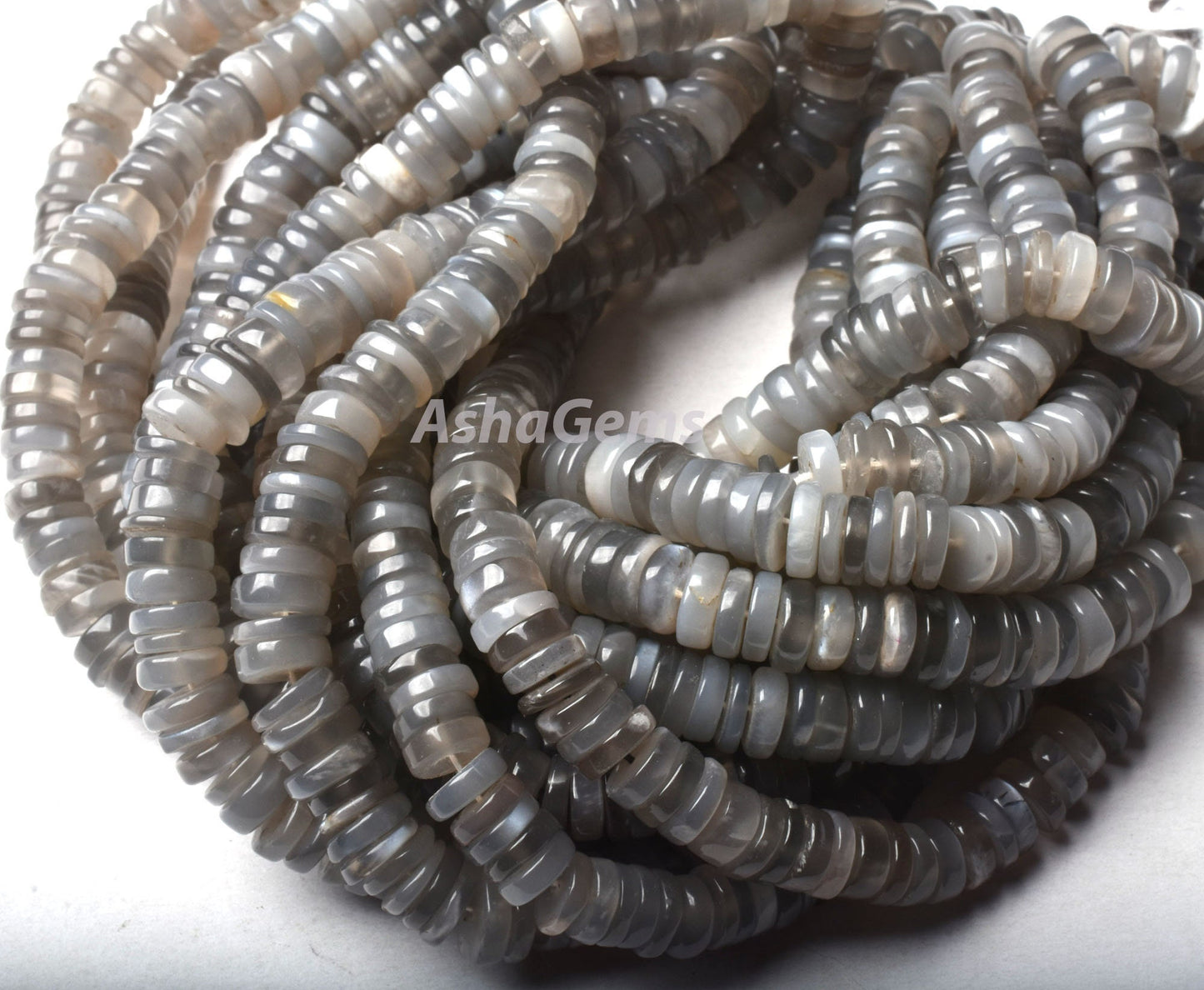 Beautiful Grey Moonstone Tyre Shape Gemstone Beads,16" Strand Natural Grey Moonstone Smooth Heishi Tyre Beads, AAA Moonstone Beads Jewelry