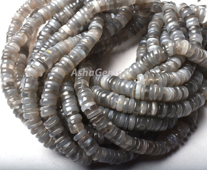 Beautiful Grey Moonstone Tyre Shape Gemstone Beads,16" Strand Natural Grey Moonstone Smooth Heishi Tyre Beads, AAA Moonstone Beads Jewelry