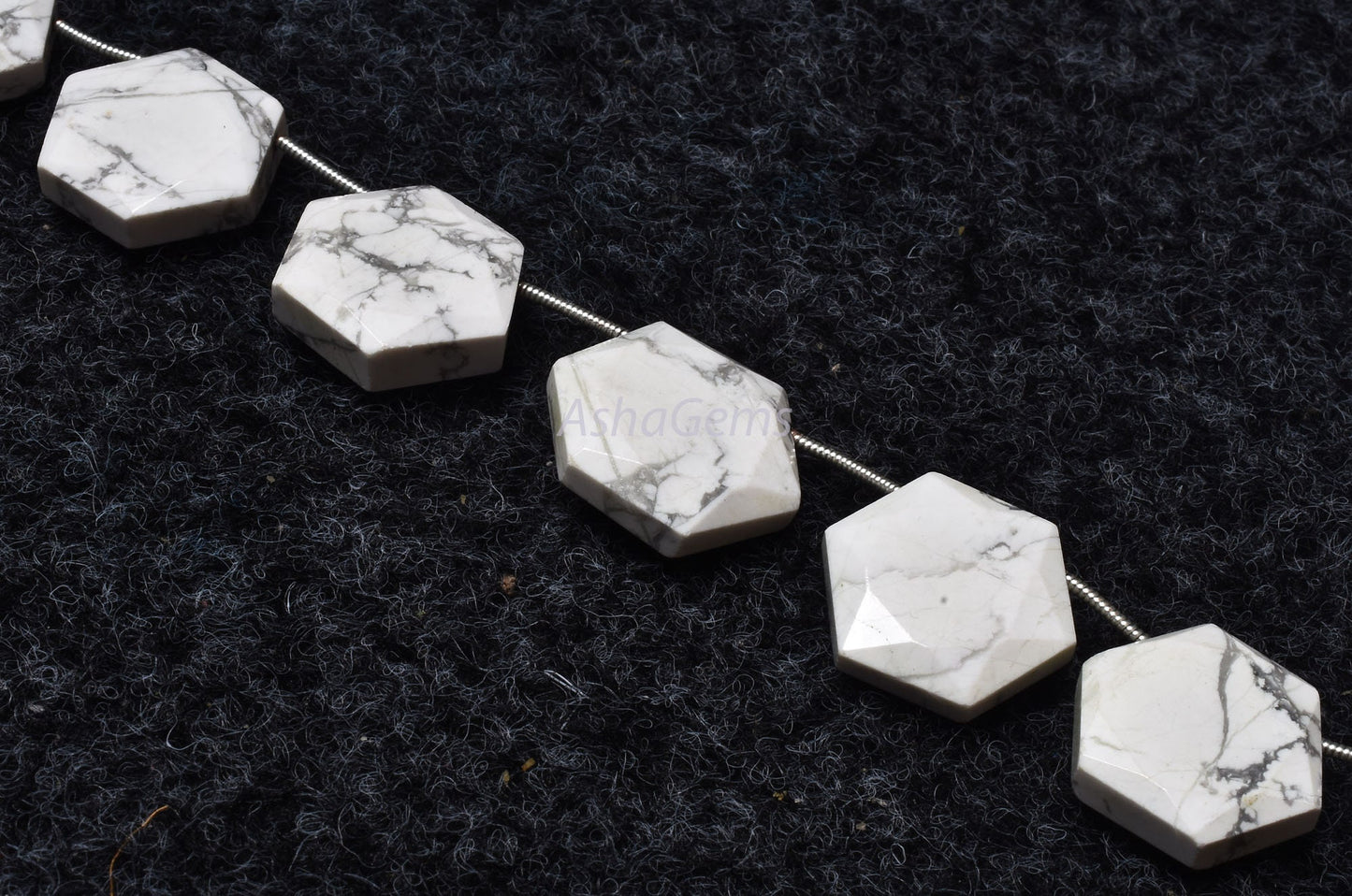 Howlite Faceted Hexagon Shape Gemstone beads,13-18.5 mm White Howlite Fancy 6 Corner Beads, Howlite Beads Briolette For Jewelry Making Craft