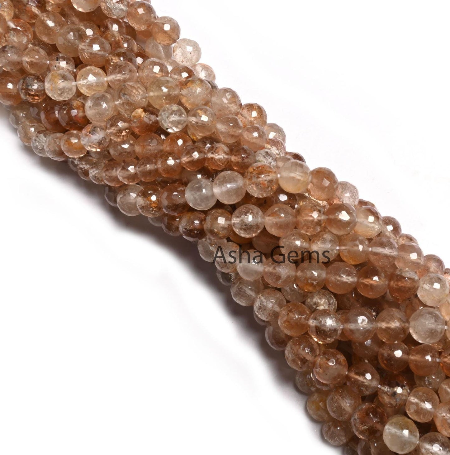 Beautiful Brown Topaz Faceted Round Ball Beads, Rare Shaded Imperial Topaz Indian Machine Cut Round Gemstone Loose Beads Jewelry Crafts SALE