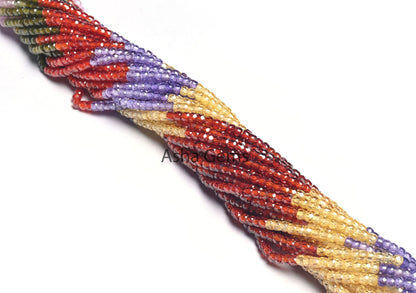 Beautiful Multi Color Zircon Micro Cut Beads,12.5" AAA Cubic Zircon Machine Cut Faceted Rondelle Gemstone Beads 3 mm, Jewelry Making Crafts