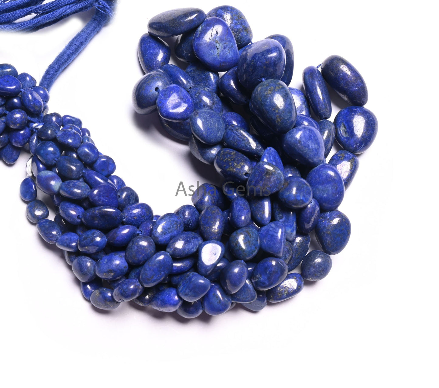 AAA Quality Lapis Smooth Nugget Gemstone Loose Beads,18"Blue Lapis Tumble handmade Graduation Size Beads, Lapis Lazuli Bead Necklace Jewelry
