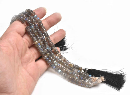 Natural Fire Labradorite Smooth Rondele Shape Beads,10" Strand Black Rainbow Bead AAA Labradorite Plain Handmade Rondelle Beads Jewelry Sale