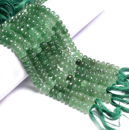 Fine Shaded Green Strawberry Quartz Rondelle Shape Beads,10"Natural Strawberry Quartz Handmade Smooth Gemstone Loose Bead Jewelry Craft SALE