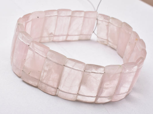 Beautiful Rose Quartz Fancy Chiclet Shape Beads, Natural Pink Rose QuartzFaceted Rectangle Beads For Bracelet, Jewelry Making, Rose Quartz