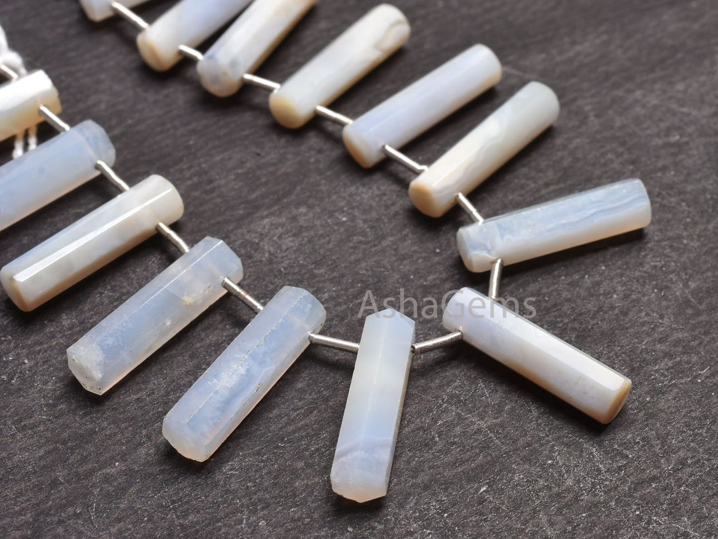 Blue lace Agate Long Pipe Shape Faceted Beads,5-20 mm Natural Blue Lace Agate Fancy Tube Side Drill Gemstone Beads Jewelry Making Craft SALE