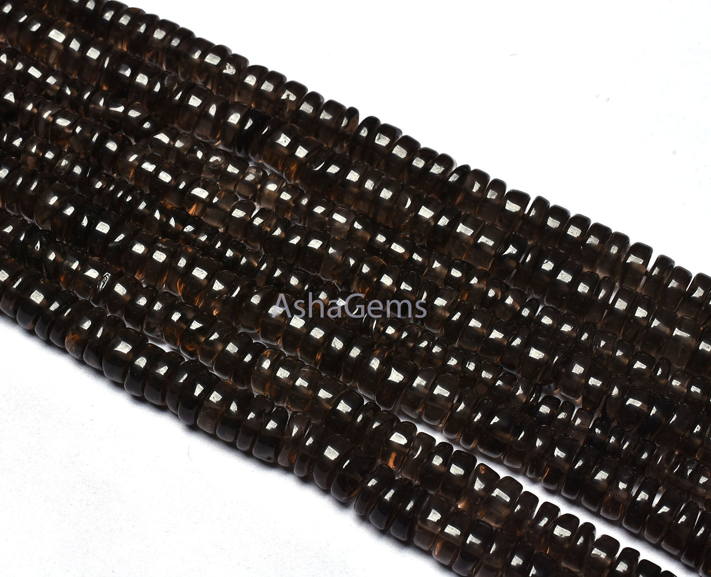 18" Strand Amazing Smoky Quartz Heishi Tyre Shape Smooth Gemstone Beads, Smoky Plain Beads,Handmade Loose Beads Smoky Quartz Jewelry Crafts