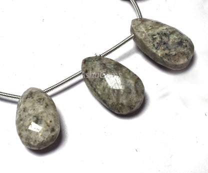 7 Inch strand Shaded Grey jasper faceted Pears Shape Beads, Gray Jasper Pear Briolette Beads Jasper teardrop Gemstone Beads For Jewelry SALE