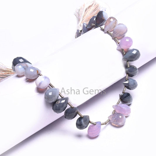 8" Beautiful Lavender, Blue Opal Faceted Drop Shape Gemstone Beads,7-11 mm Shaded Opal Teardrop Briolette Beads, Fine Lavender Beads Jewelry