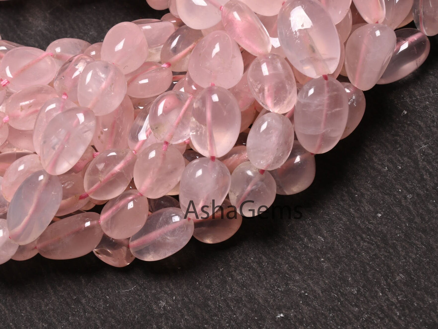 Fine Quality Pink Rose Quartz Smooth Nugget Gemstone Loose Beads,9/18" Strand Natural Rose Quartz Tumble Handmade Bead Necklace Jewelry SALE (AG 22303)