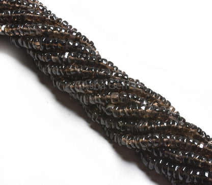 Beautiful Smoky Quartz Handmade Tyre Shape Beads,13 Inch Strand, Natural Smoky wheel shape Beads, Smoky Gemstone Beads For Jewelry Crafts