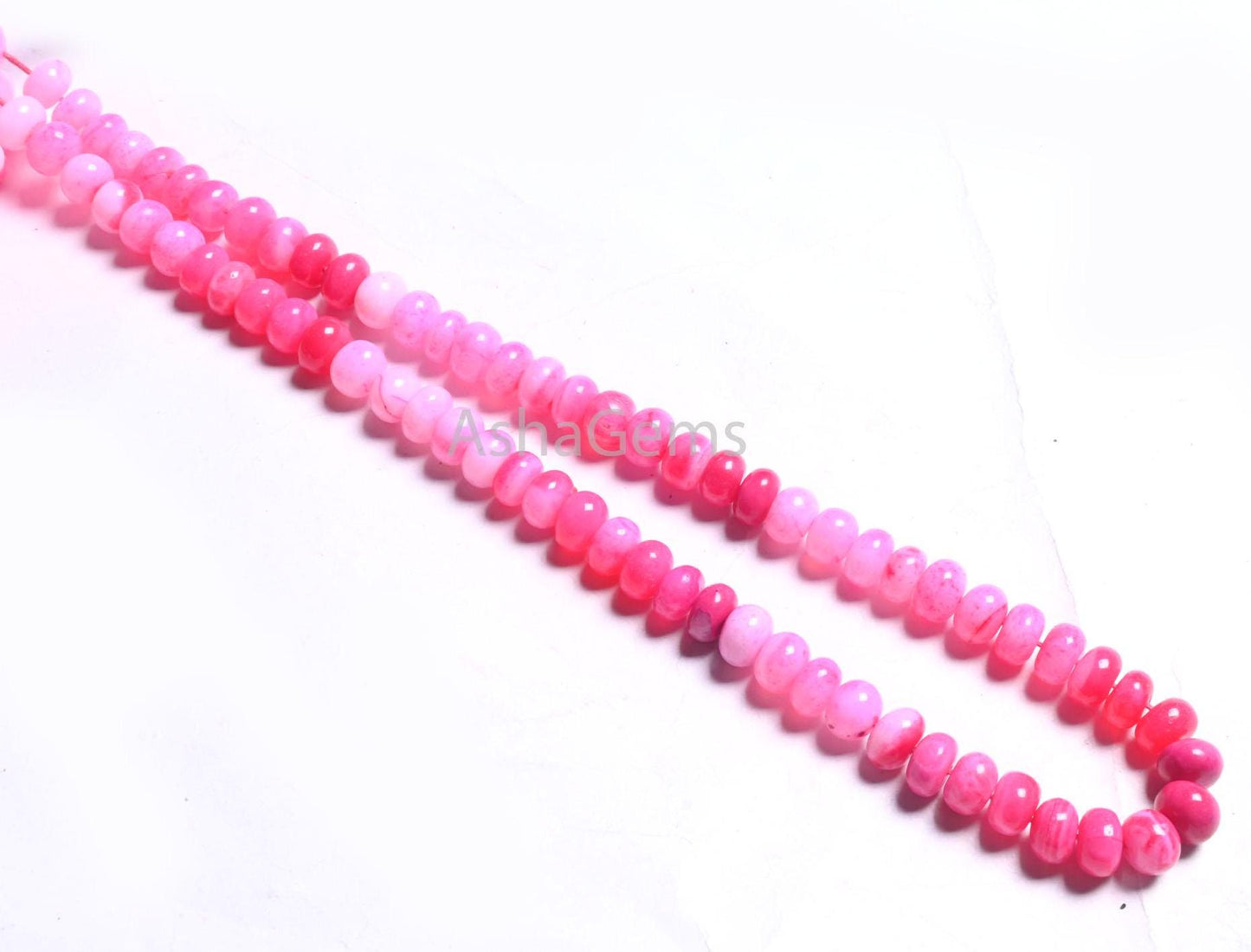 AAA Shaded Queen Pink Opal Smooth Rondelle Beads,16"Strand Hot Pink Opal Plain Handmade Gemstone Loose Bead, Opal Bead Necklace Jewelry SALE