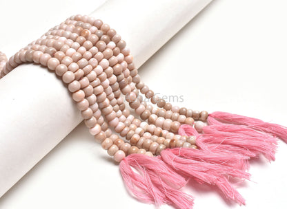 Opal Smooth Rondell Shape Beads,9" Strand Shaded Pink Peach Opal Beads, Bio Pink Opal Plain Handmade Gemstone Beads