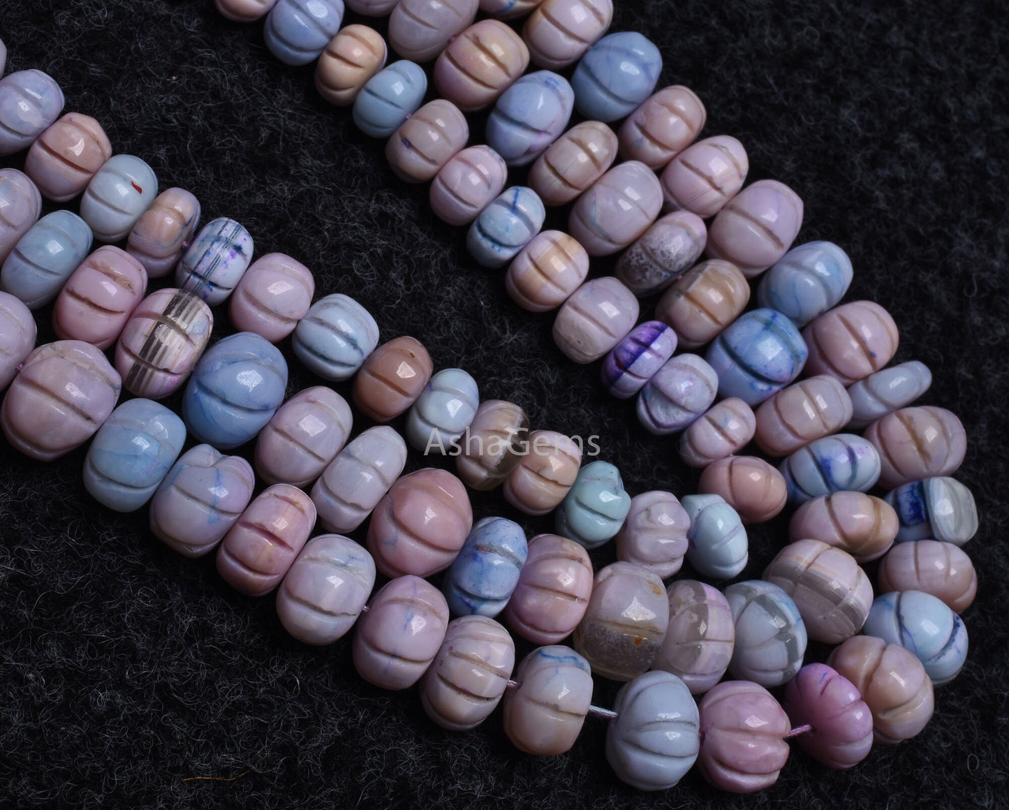 Beautiful Lavender Pink Blue Opal Carved Watermelon Beads, Opal Rondelle Shape Carving Melon Beads, Opal Pumpkin Bead For Jewelry Craft SALE
