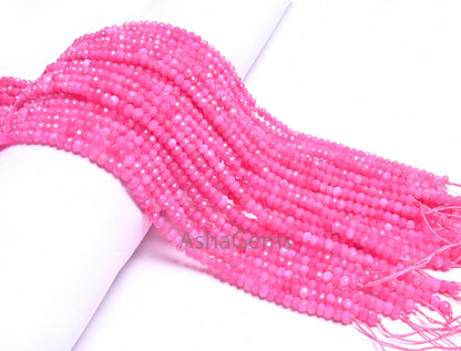 14" Strand Beautiful Hot Pink Jade Quartz faceted Rondelle Shape Beads,4.5mm Fine Jade Quartz machine cut Gemstone Beads Jewelry Making SALE