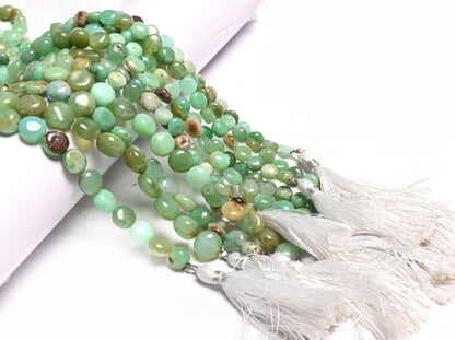 Natural Chrysoprase Smooth Coin Shape Gemstone Loose Beads,8"Shaded Green Chrysoprase Handmade Coin, Bio chrysoprase Bead Jewelry Craft SALE